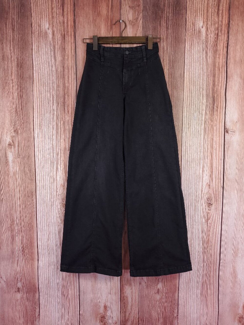 We The Free Libre Wide Leg Jeans Womens Size 26 High Rise Stretch Black